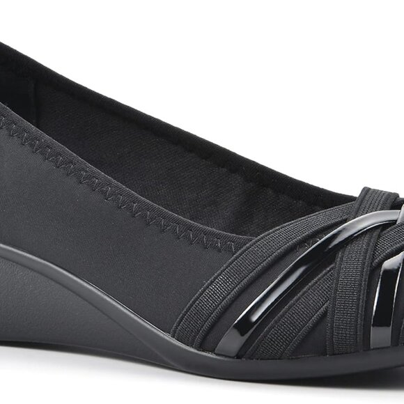 Shoes - Women's Woven Textile Pump Size 8 Black Nylon Cushioned Sole Office & Casual